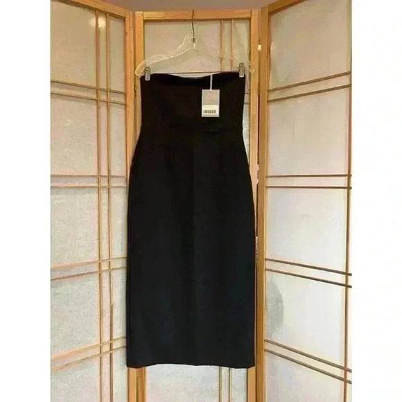 NWT Everlane The Dream Strapless Dress Black Midi Organic Cotton Bodycon Medium - Picture 3 of 12